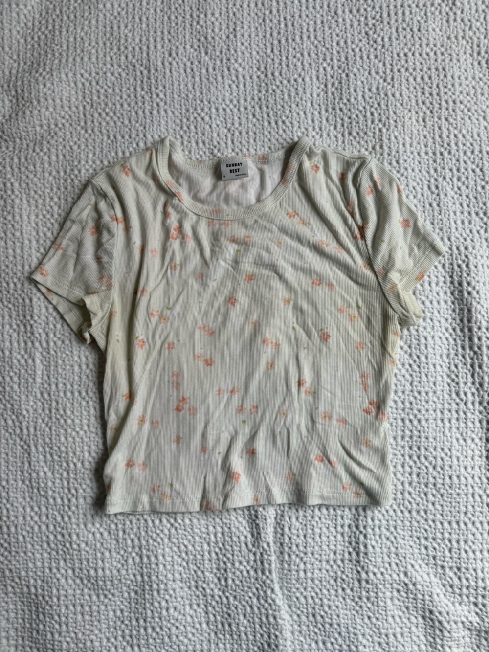 Sunday Best Cream Tee with Soft Pink Floral Print